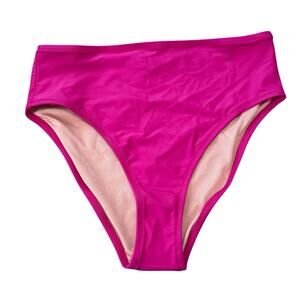 NWT J Crew High Rise Bikini Bottom Radiant Fuchsia Full Coverage Size M …